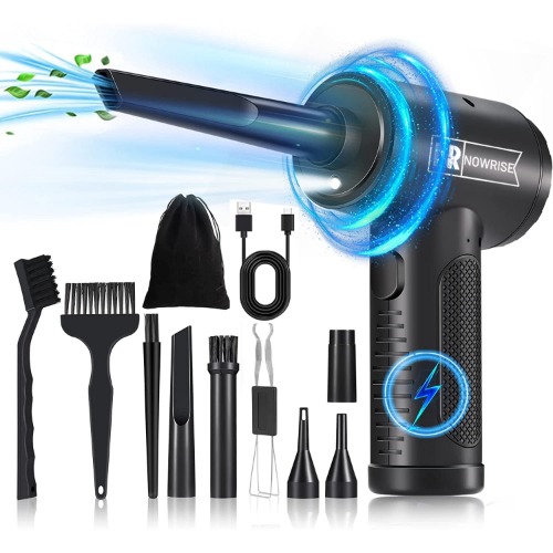 NOWRISE Compressed Air Duster with Keycap Puller, 3 Speed Adjustable Keyboard Laptop Computer Screen Pc Cleaner Cleaning Kit, Electric Cordless Canned Compressed Air Can Duster for Pc, Air Blower