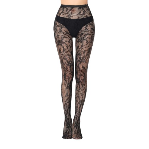 KLONKEE Patterned Fishnet Tights High Waist Black Leggings Pantyhose with Design Fashion Lace Stockings for Women