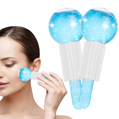 Ice Globes for Face, AISEELY 2pcs Ice Roller for Face and Eyes, Facial Ice Globes Mold, Hot & Cold Use Facial Ice Globes Skin Care Tools for Massage Brighten Tighten Skin, Blue