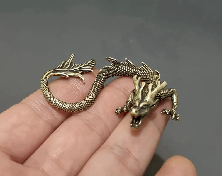 Brass dragon tea pet sculpture