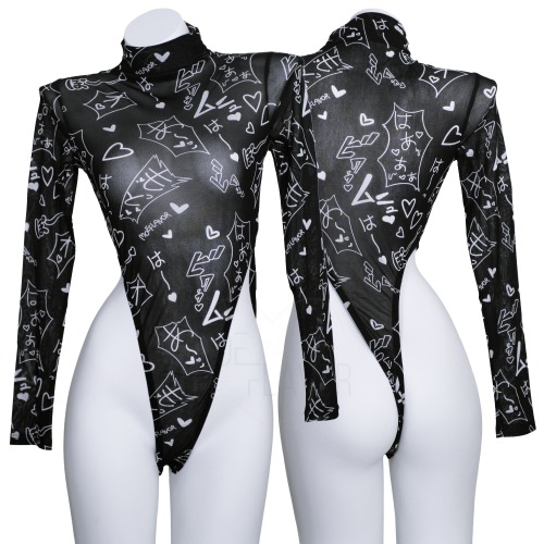 Mesh Manga Noises Bodysuit | White / M/L