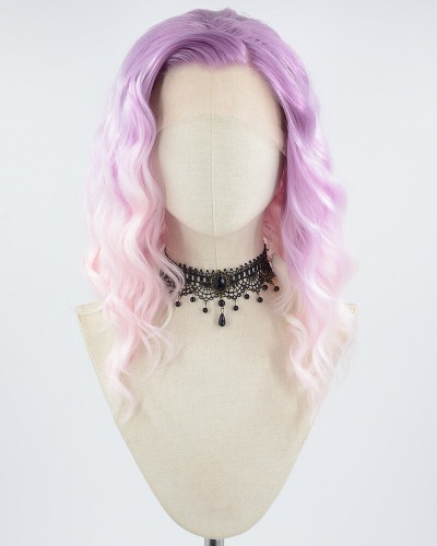 Purple Ombre Pink Curly Short Synthetic Lace Front Wig WW694 | Default Title