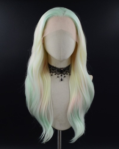 Mixed Color Green Yellow Pink Synthetic Lace Front Wig WW459 | Default Title