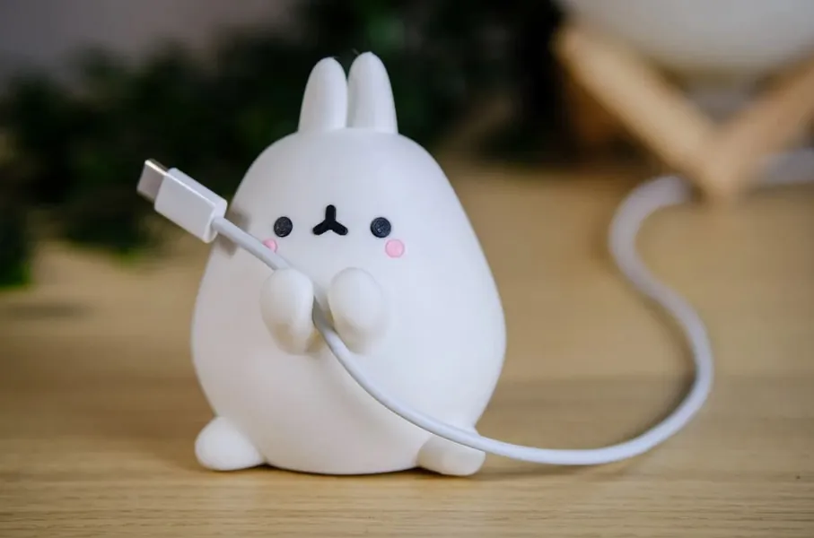 Cute Bunny Cable Holder Phone Charger | Kawaii Style Bunny Rabbit Gaming Desktop Computer Decor | Christmas Gift 3D Printed