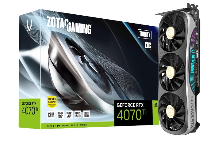 ZOTAC Gaming GeForce RTX 4070 Ti Trinity OC DLSS 3 12GB GDDR6X 192-bit 21 Gbps PCIE 4.0 Gaming Graphics Card, IceStorm 2.0 Advanced Cooling, Spectra 2.0 RGB Lighting, ZT-D40710J-10P - 