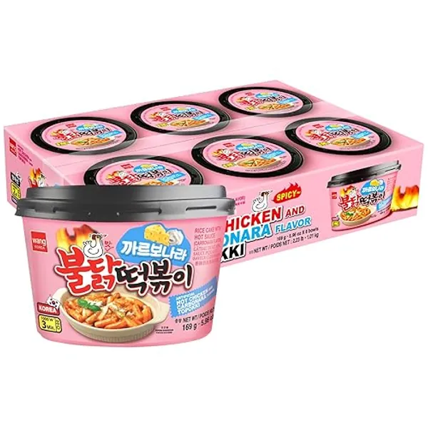Wang Buldak Carbonara Tteokbokki, Pack of 6