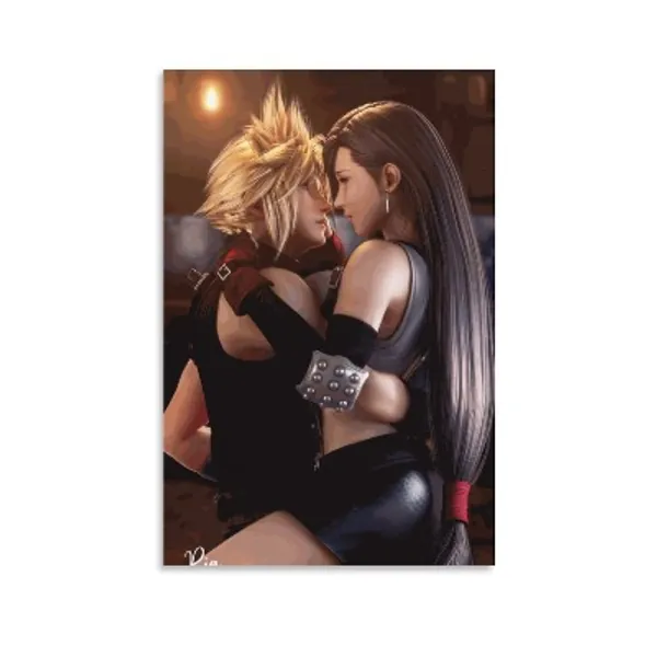 Final Fantasy Poster Tifa Cloud Aeris Poster (2) Wall Decoration Home Decor Posters  Prints Wallpaper Wall Art12x18inch(30x45cm) Unframe-Style-1