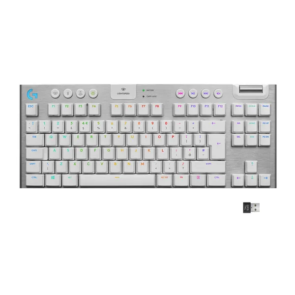 Logitech G915 TKL Lightspeed RGB Mechanical Gaming Keyboard - Aluminum, White