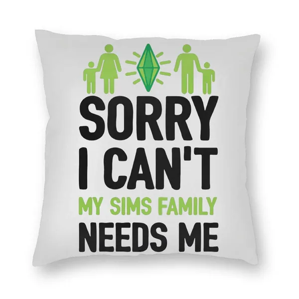 antcreptson My Sims Family Throw Pillow Decorative Pillow Case Home Decor Square 18x18 Inches Pillowcase