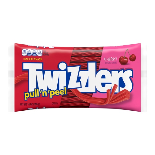 TWIZZLERS PULL 'N' PEEL Cherry Flavored Laydown Bag, 14 oz.
