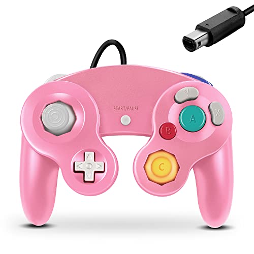 FIOTOK Gamecube Controller, Classic Wired Controller for Wii Nintendo Gamecube (Pink) - Pink