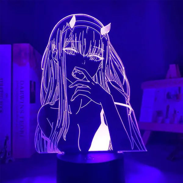 3D-LED-Nachtlicht "Darling in Franxxx", Illusionslampe mit drei Mustern und 16 Farbwechsel-Dekor-Lampe für Kinder und Zimmer - Typ1