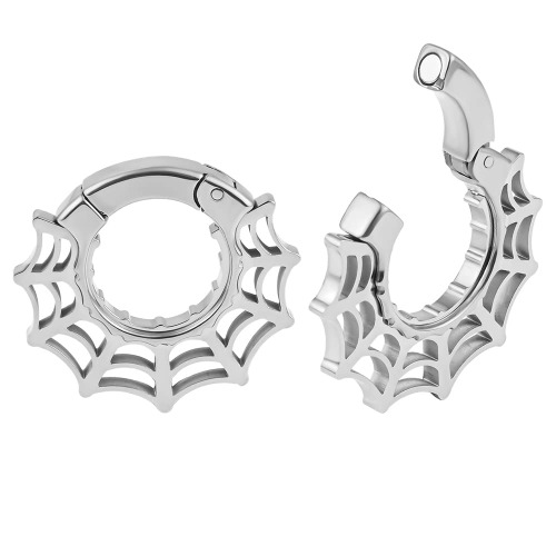 Vankula 2PCS Heart Shape Hypoallergenic Stainless Steel Plugs Ear Weight 2g Gauges Tunnels Piercing Expander Stretchers Body Jewelry - Cobweb-6mm(2g)-Silver