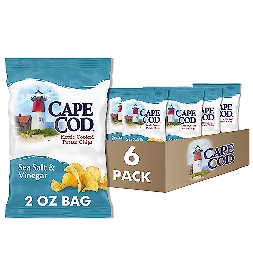Cape Cod Potato Chips, Sea Salt and Vinegar Kettle Chips, 2 Oz (Pack of 6) - Sea Salt and Vinegar