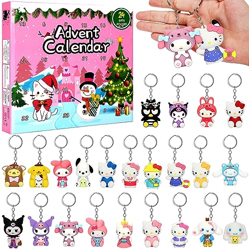 2023 Christmas Advent Calendar Box with 24 PCS Figurine Ornaments Keychains Decorations, 24 Days Countdown Calendar Surprise Gift for Kids Boys Girls Ladies Party Favors Christmas Tree Decoration