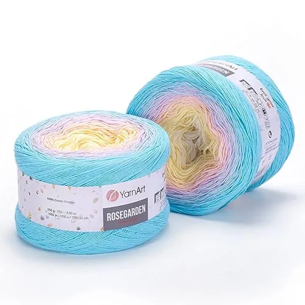 Yarn Art Flowers Rosegarden 100% Cotton 250gr 8.80 oz 1094yds Multicolor Cotton Yarn Rainbow Crochet Yarn Spring Summer (311) - 304