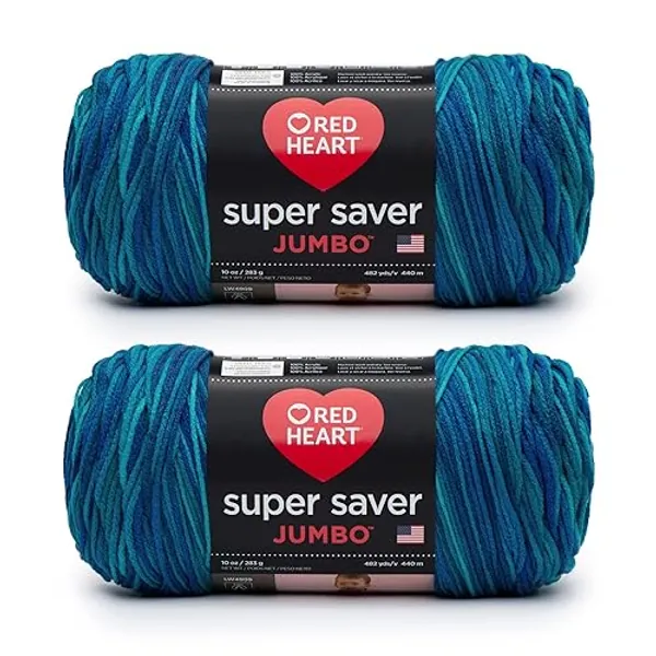 Red Heart Super Saver Jumbo Macaw Yarn - 2 Pack of 283g/10oz - Acrylic - 4 Medium (Worsted) - 482 Yards - Knitting/Crochet - Macaw - 2 Pack