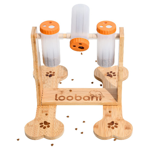 LOOBANI Dog Puzzle Toys Wooden - Interactive Dog Toys for Boredom, IQ Training and Mental Brain Stimulation, Treat Dispensing Dog Toys/Dog Entertainment Toys/Food Slow Feeder for Small to Large Dogs - Large-W15.5"xH14.9" with 3 PCS Bottles