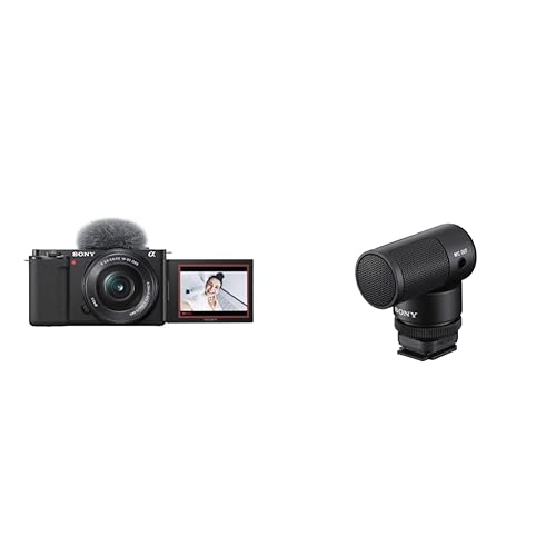 Sony Alpha ZV-E10 - APS-C Interchangeable Lens Mirrorless Vlog Camera Kit - Black Vlogger Shotgun Microphone ECM-G1 - Black - w/16-50mm - w/ Shotgun Mic
