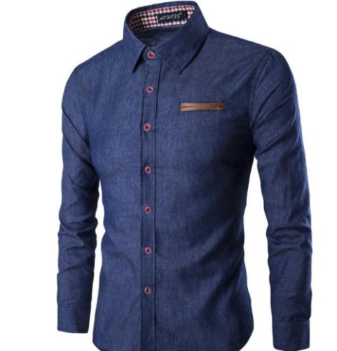 Mens Slim Fit Denim Shirt - Navy / M