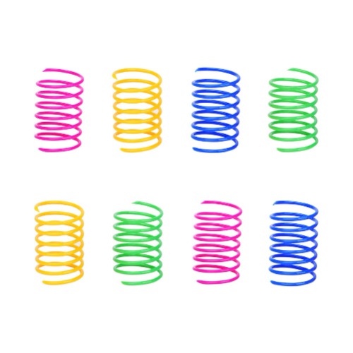 ISMARTEN Cat Spring Toy (60 Pack), Cat Kittens Toys Plastic Coil Spiral Springs for Swatting, Biting, Hunting, and Active Healthy Play (Random Color) - 