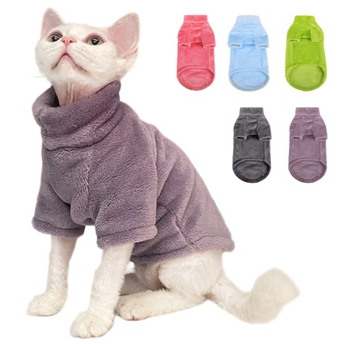 SUNFURA Turtleneck Sweater Coat for Cat, Kitten Fleece Winter Pullover Vest Cat Cozy Soft Pajamas with Sleeves for Puppy Cats, Pet Warm and Jumpsuit Apparel for Cold Weather, Purple S - Small Purple