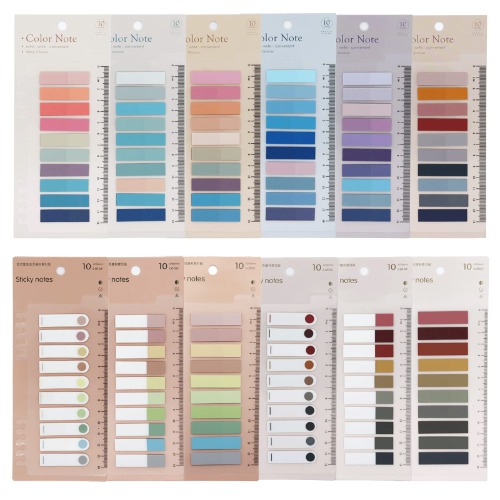 2400 Pcs Morandi Sticky Tabs, 12 Sheets Sticky Index Tabs, Book Tabs, Page Markers, Colorful Book Annotating Tabs, Page Tabs, Sticky Flags, Transparent Sticky Note Tabs, File Index Tabs with Ruler - 12 Sheets