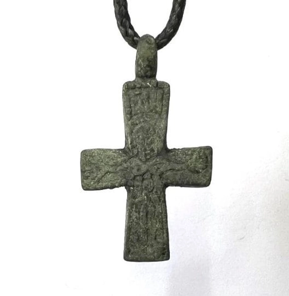 Ancient Viking Era Bronze Cross with an pseudo image of jesus Christ / Authentic Viking Cross / Ancient Viking Artifacts