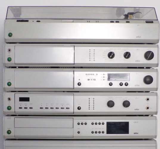 Komplett-Anlag<wbr/>e Braun Atelier HiFi T1 A1 C1 CD2/3 P1  Grau, sehr guter Zustand