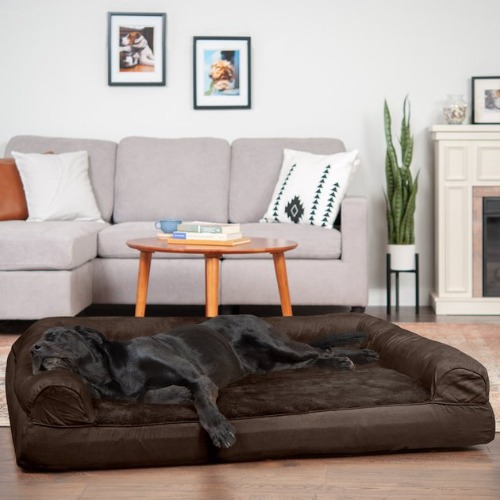 FURHAVEN Plush & Suede Full Support Orthopedic Sofa Dog & Cat Bed, Espresso, Jumbo Plus - Chewy.com