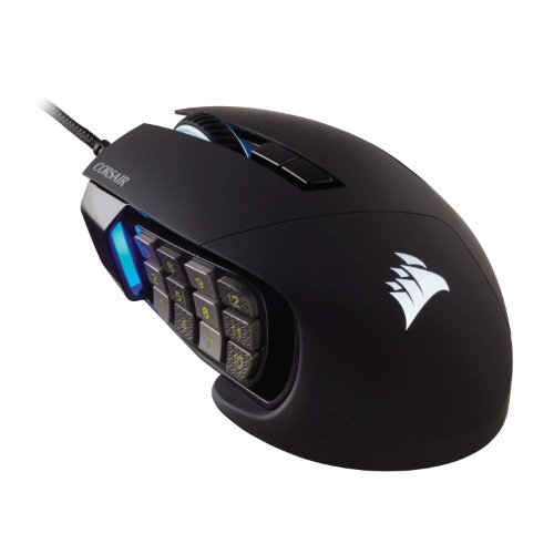 Corsair Scimitar RGB Elite, MOBA/MMO Gaming Mouse, Black, Backlit RGB LED, 18000 DPI, Optical - Black Elite Gaming Mouse
