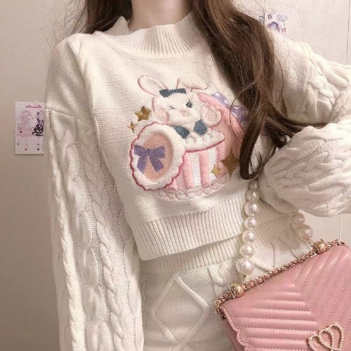 Cozy Knit Bunny Matching Set - Sweater Only / M