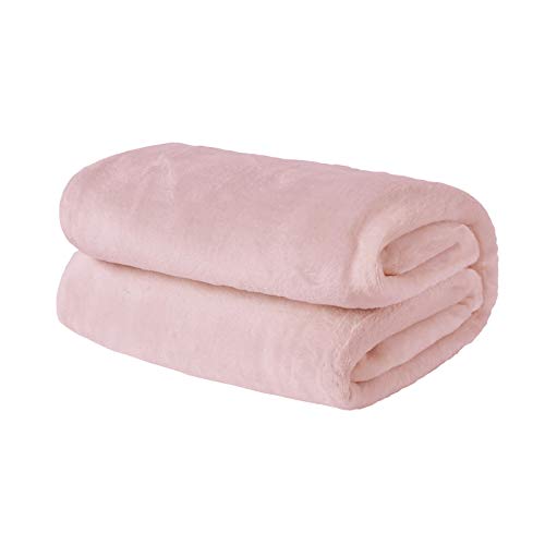 Brentfords Flannel Fleece Ultra Soft Large Blanket Throw Over Fluffy Warm Bedspread for Bedroom Double Bed Sofa Couch, Blush Pink - 150 x 200cm - Large Double - 150 x 200cm - Blush Pink