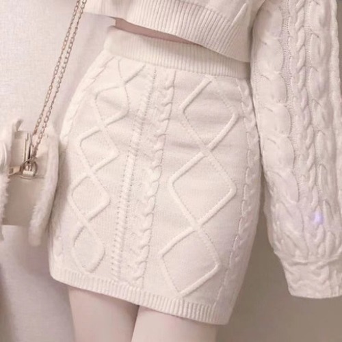 Cozy Knit Bunny Matching Set - Skirt Only / M