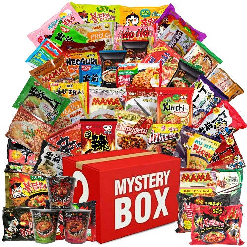Mystery Hot & Spicy Asian Instant Ramen Variety Bundle w/ Fortune Cookie & Chopsticks - Nissin, Samyang, Mama, Acecook, Kung-Fu, Ottogi (15 Pack Assorted) - 