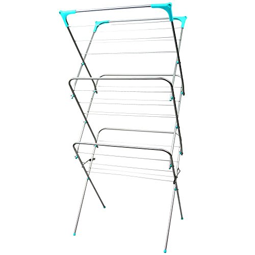 Trendi 3 Tier Clothes Airer, Clothes Rack Drying Indoor and Outdoor Laundry Rack with Non Slip Feet and Corner Spaces for Hangers, Flat Foldable for Space Saving, 63 x 46 x 138
