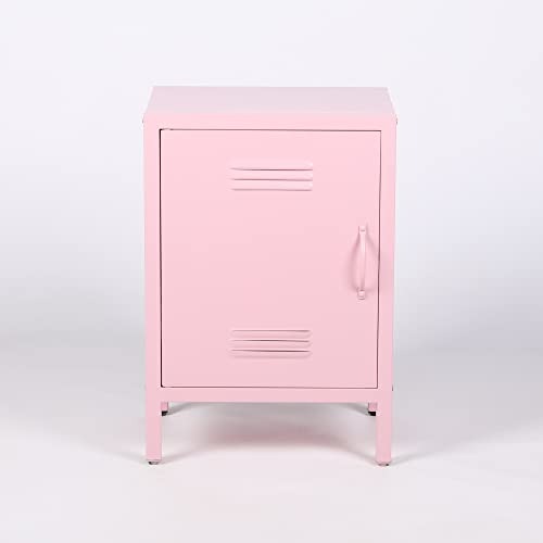 Maison Retro Industrial Metal Locker Storage Bedside Cabinet Side Table Cupboard (Pink) - Pink