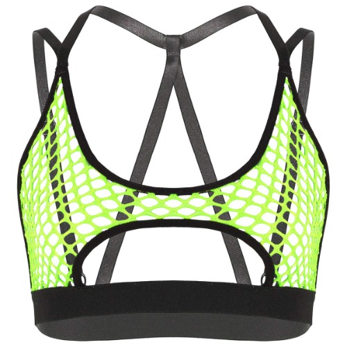 YUUMIN Woman's Fishnet Mesh See-Through Strappy Bra Crop Top Criss Cross Sports Bralette Tank Top