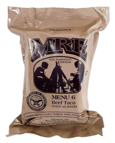 Beef Taco MRE Meal - Genuine US Military Surplus Inspection Date 2020 and Up