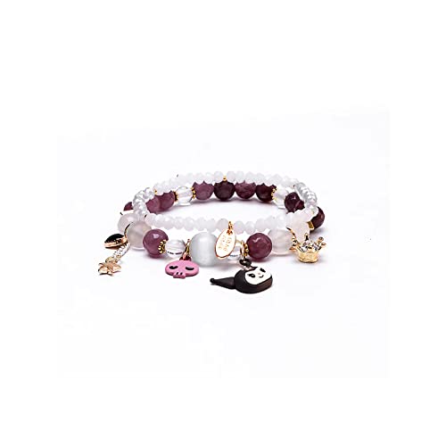 ANZWTLOYY Kawaii Bracelets Cute Anime Elastic Stretch Crystal Beaded Bracelets Jewelry for Girls Women - Purple