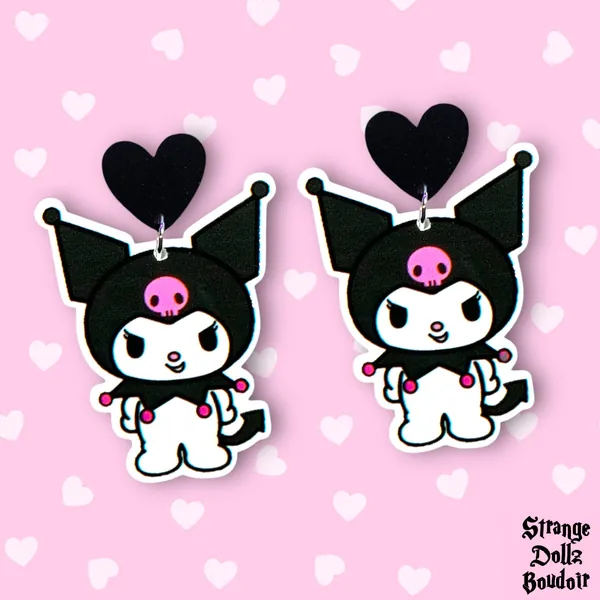 Kuromi earrings, 925 sterling silver, Strange Dollz Boudoir