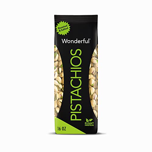 Wonderful Pistachios In Shell, Roasted & Salted Nuts, 16 Ounce Bag - Healthy Snack, Protein Snack, Pantry Staple - Roasted & Salted - 1 Pound (Pack of 1)