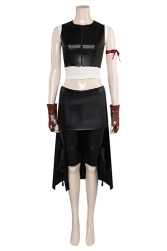 YANVS FF7 Tifa Lockhart Cosplay Costume Adult Women Tifa Lockhart Costume Outfits Halloween Carnival Suit - Small - Black