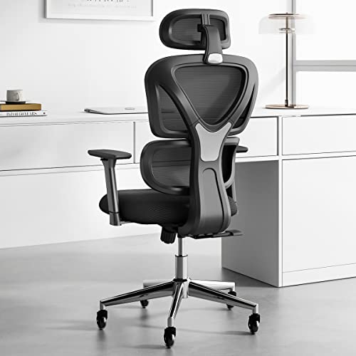 Sytas Office Chair-Black | Ergonomic, Lumbar Support, High Back | Home Office, Desk - Black - 3D Armrests