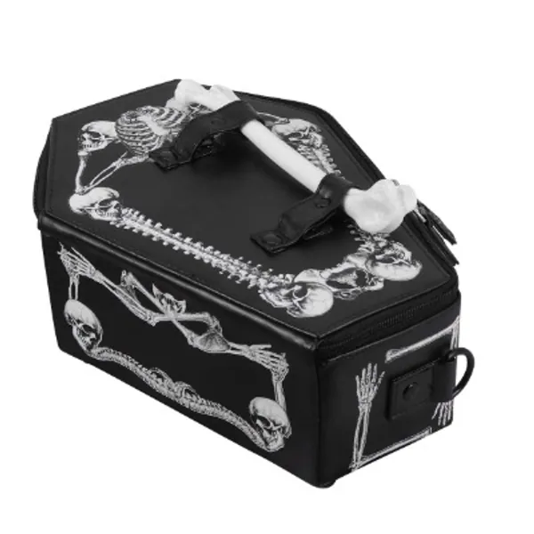 VALICLUD Shoulder Bag with Skull Coffin Casket Shaped Clutch with Chain Strap Gothic Purse for Women