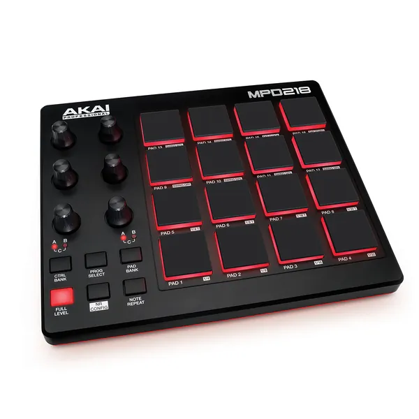 AKAI Professional MPD218 - USB MIDI Controller with 16 MPC Drum Pads, 6 Assignable Knobs, Note Repeat & Full Level Buttons and Production Software - MPD218 Pad Controller Only
