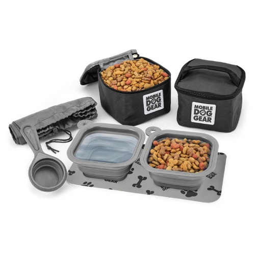 Mobile Dog Gear Dine Away® Food Set, Small, Black - Black