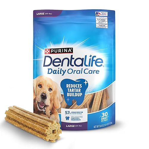 DentaLife Daily Oral Care Dog Treats for Large Dogs 40 plus lbs., Chewy Dental Treat to Freshen Breath and Fight Tartar, Chicken Flavor, 36 oz., 30 Chews - 30 ct. Pouch - 30 Count (Pack of 1)
