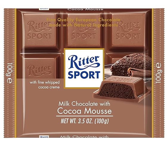 Ritter Sport Milk Chocolate with Cocoa Mousse, 3.5-Ounce (Pack of 11) - Milk Chocolate - 3.5 Ounce (Pack of 11)
