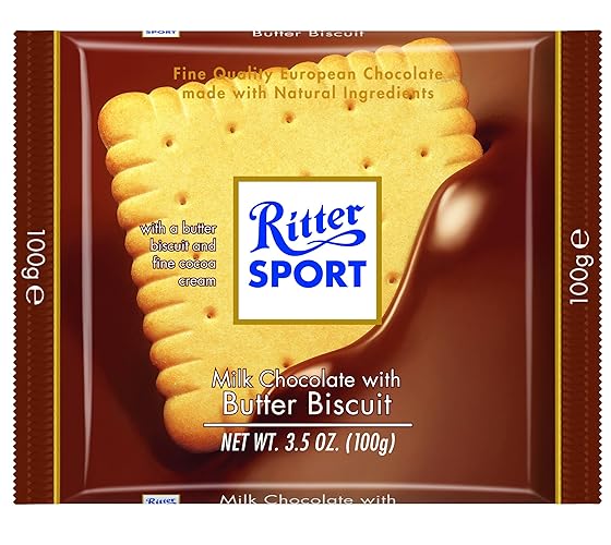 Ritter Sport, Milk Chocolate with Butter Biscuit, 3.5-Ounce Bars (Pack of 11)